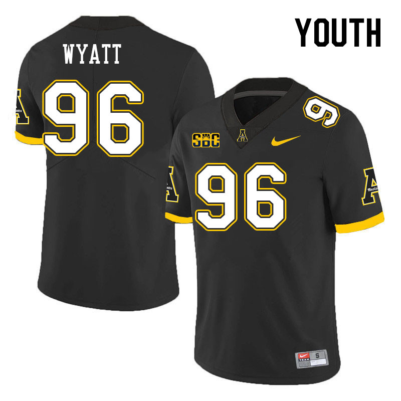 Youth #96 Josiah Wyatt Appalachian State Mountaineers College Football Jerseys Stitched Sale-Black - Click Image to Close